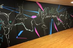 悦动生命舞动人生：炫酷舞蹈教室墙体彩绘欣赏2023-11-20舞蹈教室设计方案